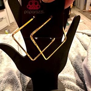 Gold post earrings. Big statement style